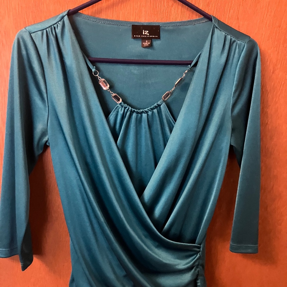 IZ Byer California teal dress shirt size S